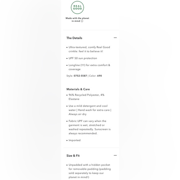 NWT Aerie Crinkle Longline Plunge Triangle Bikini Top - Picture 5 of 9